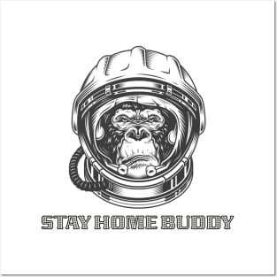 Stay at Home Buddy Astronaut Head of Gorilla Posters and Art